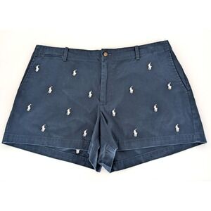 Polo Ralph Lauren Womens Navy Logo Chino Shorts Preppy Classic Coastal Luxury